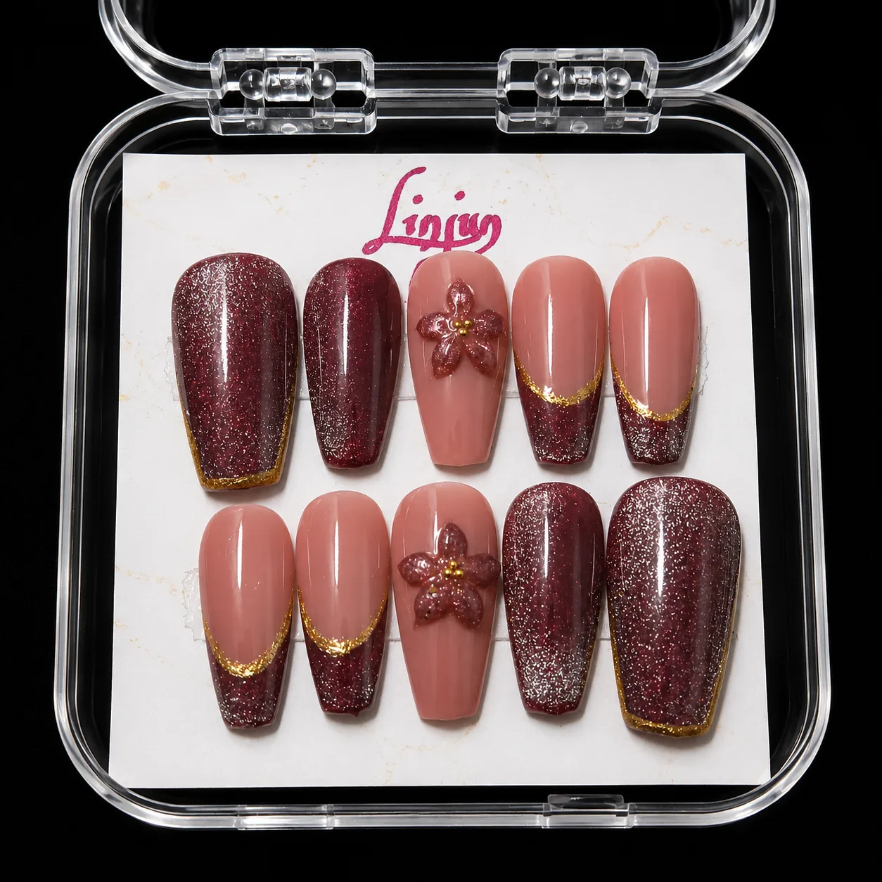 LJ 0028 - ( Burgundy Gold Blossom )  =  Rp 30.000